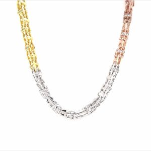 Excellent Quality 925 Sterling Silver Cz White, Yellow And Rose Gold Plated Cage Chain ?C 6 mm