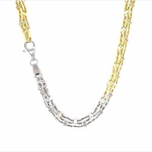 Attractive 925 Sterling Silver Cz White and Yellow Plated Gold Cage Chain ?C 6 mm