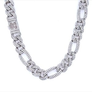 Latest 925 Sterling Silver Iced Out Cuban Figaro Chain ?C 10 mm