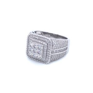 Popular 925 Silver Square Ring Iced Out ?C SR0039