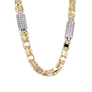 Fashionable 9k Yellow Gold Stone Set Solid Cage Chain ?C 8 mm