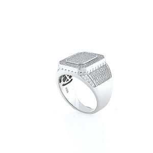 Best Price 925 Sterling Silver Signet Ring Iced Out ?C SR00018