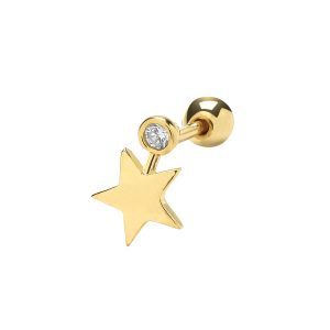 Attractive 9k Yellow Gold Star 6 mm Post Stud