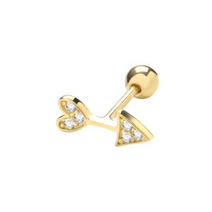 Clearance 9k Yellow Gold Stone Set Arrow 6 mm Post Stud