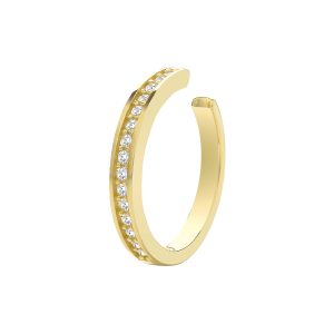 Special Style 9k Yellow Gold One Row Stone Set Cuff