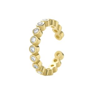 Online Discount 9k Yellow Gold Rub-Over Stone Set Cuff