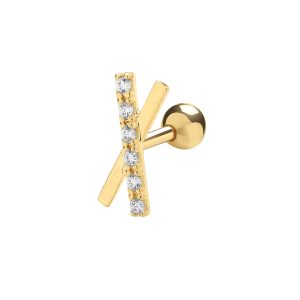 Online Discount 9k Yellow Gold Stone Set X Bar 6 mm Post Stud ?C 989