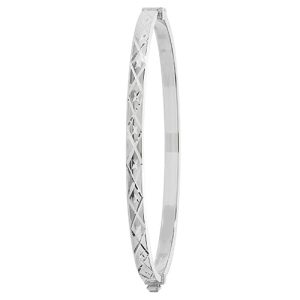 Online Discount Silver Ladies Diamond Cut Hinged Bangle ?C 4 mm