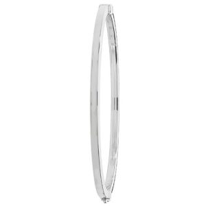 Fashionable Silver Ladies Plain Flat Hinged Bangle ?C 3 mm