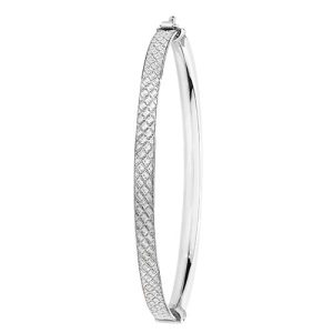 Excellent Quality Silver Ladies Moondust Hinged Bangle ?C 4 mm