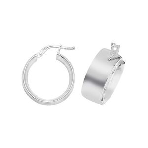 Clearance Silver Wide Flat Shaped Plain Hoop Earrings