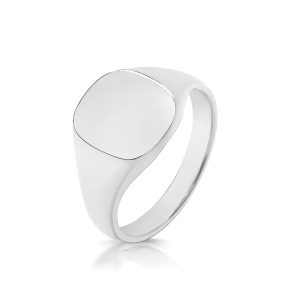 Fashionable 925 Sterling Silver Cushion Shaped Plain Signet Ring ?C 11 x 10 mm